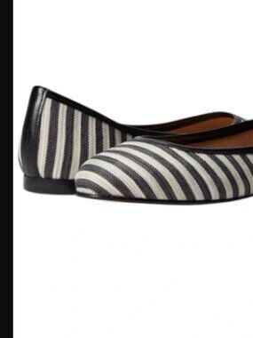 NEW French Sole FS/NY Olivia Ballet Flats Black Beige Stripe Made In Spain SZ 7